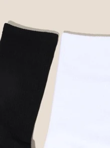 2 đôi tất trơn đơn giản cho nữ, dành cho cuộc sống hàng ngày - Nhiều màu - Xem 3