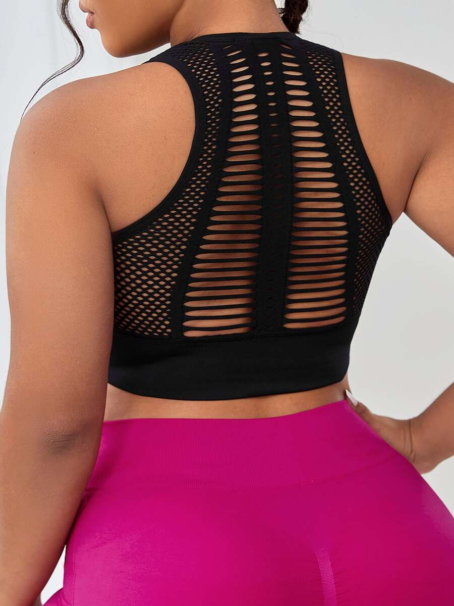 Yoga Basic Sujetador deportivo con abertura de espalda nadadora - Negro - Ver 1