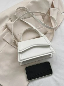 Túi xách mini màu trơn thời trang có nắp & dây đeo vai có thể điều chỉnh - trắng - Xem 5