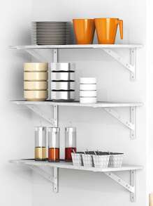 1套不銹鋼擱板支架 - 白色 - 查看 4