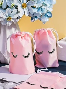 12pcs Eyelash Pattern Drawstring Gift Bag - Multicolor - View 1
