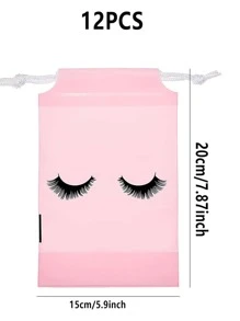 12pcs Eyelash Pattern Drawstring Gift Bag - Multicolor - View 2