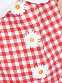 1入組格紋印花寵物連衣裙適用於狗狗和貓適合夏天 - 紅色 - 查看 5