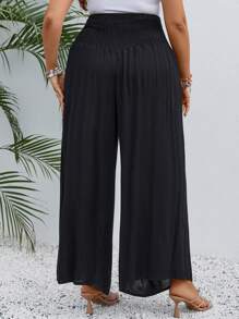 SHEIN VCAY Plus Solid Wide Leg Trousers