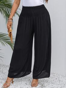 SHEIN VCAY Plus Solid Wide Leg Trousers