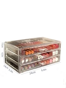1pc Transparent Plastic Cosmetic Storage Box For Essential Oil, Face Cream, Facial Mask, Makeup Remover Storage. With Portable Dustproof & Moisture-Proof Cosmetic Organizer Rack & Jewelry Storage Case. Large Capacity & Portable., Gift For Valentine's Day,Makeup Bag,Travel Essential - Clear - View 2