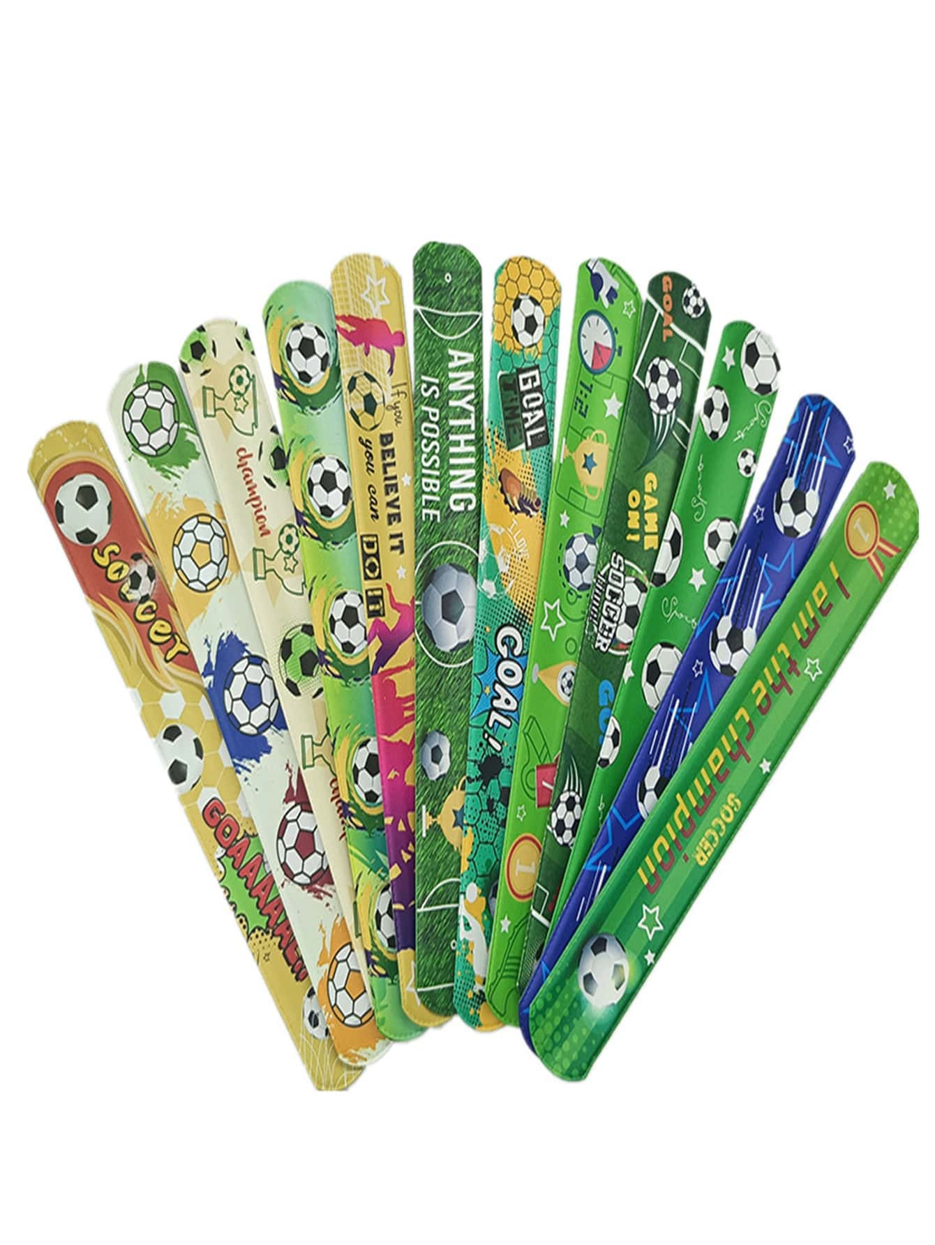 12pcs/set Plastic Slap Bracelet, Modern Soccer Pattern Slap Wristband For Party - Multicolor - View 1
