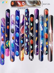 12 pièces/set Bracelet de fête avec imprimé astronaute spatial, décoration de fête colorée pour la fête, la rentrée scolaire, la Saint-Valentin