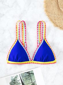 SHEIN Swim 撞色三角杯比基尼上衣 - 彩色 - 查看 1
