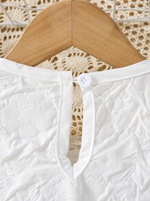 Toddler Girls Puff Sleeve Smock Dress With Hat - White - View 4