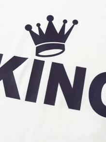 SHEIN 男童皇冠和字母圖案t恤和短褲