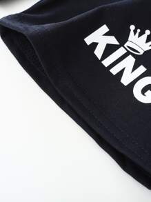 SHEIN 男童皇冠和字母圖案t恤和短褲