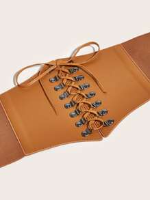 1入組女士前繫帶復古束腰帶適用於衣物裝飾