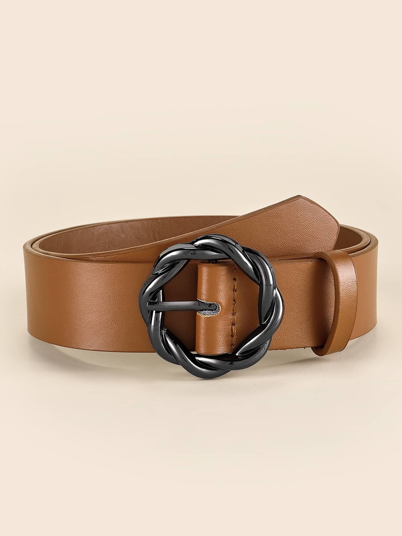 1 cái Thắt lưng nữ xoắn khóa tròn thắt lưng thời trang để trang trí hàng ngày - Lạc đà - Xem 1