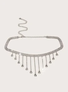 派对 1 件装 女士水钻和流苏装饰奢华链式腰带 适用于礼服装饰 万圣节女巫 - 銀色 - 查看 2