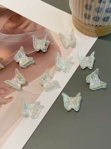 10 piezas Mujer con diseño de mariposa dulce Garra de pelo para pelo Decoración - transparente - Ver 2