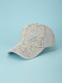 1 Phụ Nữ Rhinestone Trang Trí Mũ Bóng Chày Cao Cấp Có Thể Điều Chỉnh Cho Ngoài Trời - Xám - Xem 1