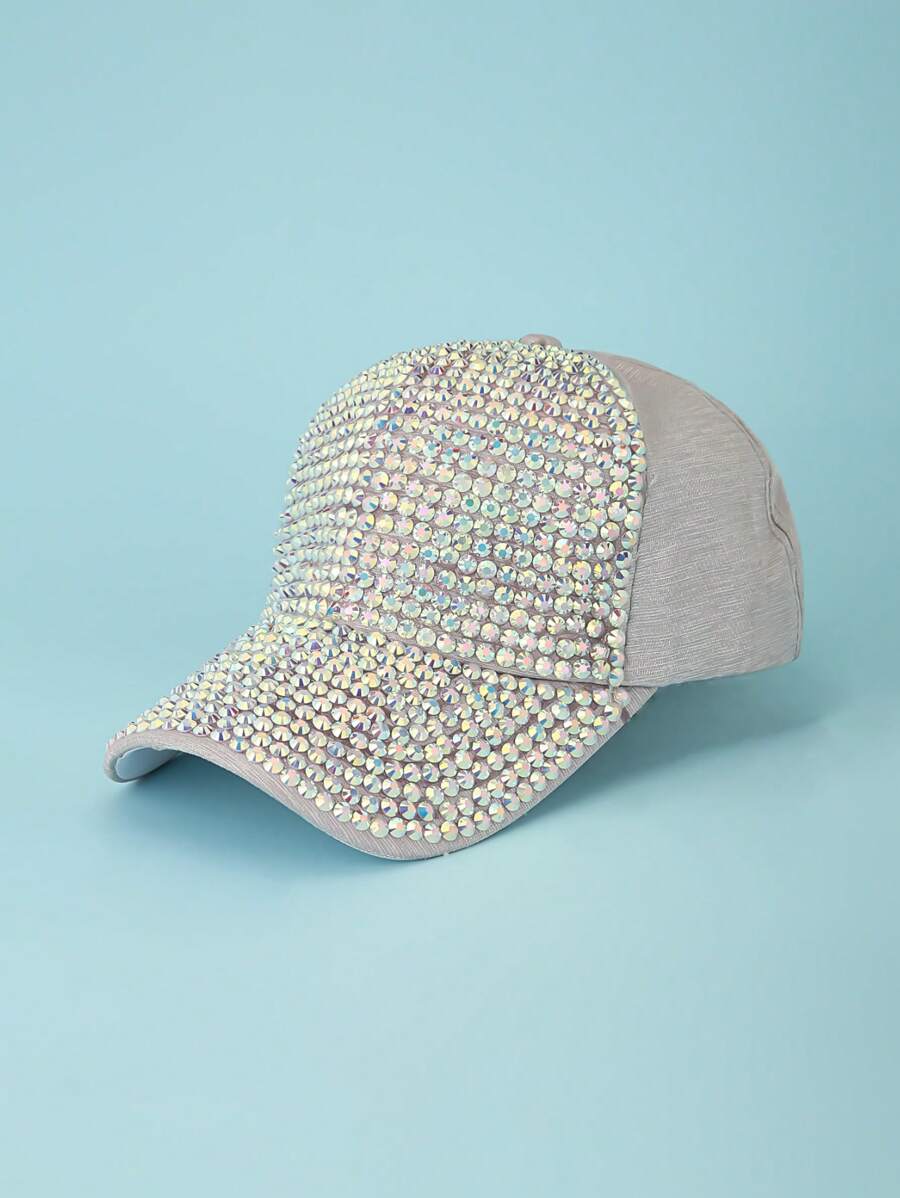 1 Phụ Nữ Rhinestone Trang Trí Mũ Bóng Chày Cao Cấp Có Thể Điều Chỉnh Cho Ngoài Trời - Xám - Xem 1