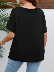 SHEIN LUNE 大碼撞色蝙蝠袖T恤 - 彩色 - 查看 2