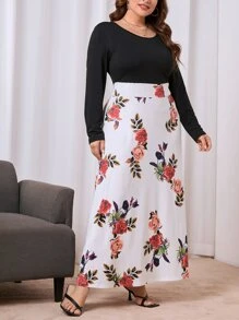 SHEIN Unity 大碼印花假兩件連衣裙 - 紅白色 - 查看 5