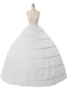 1pc 6 Hoops Big White Dress Women Ruffle Trim Petticoat For Wedding Party Halloween,Dress For Bride Fall Clothes For Women - White - View 2