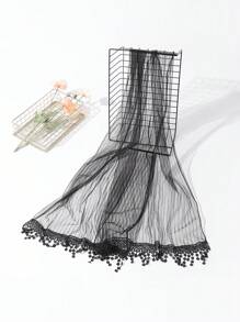 1pc Women Guipure Lace Trim Casual Scarf For Daily Life - Black - View 1