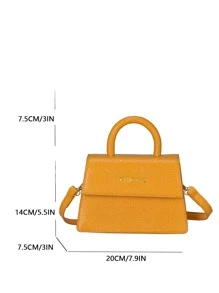 迷你方包金屬字母裝飾頂部單條提帶 - 黃色 - 查看 6