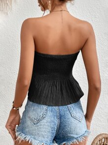 SHEIN Frenchy Solid Ruffle Hem Tube Top