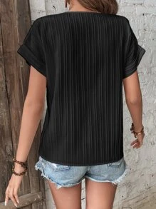 SHEIN Frenchy Áo sơ mi nữ màu trơn Giải trí - màu đen - Xem 2