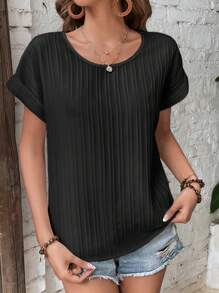 SHEIN Frenchy Áo sơ mi nữ màu trơn Giải trí - màu đen - Xem 7