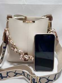 Túi Xô Nhỏ Dây Xích Trang Trí Phong Cách Thời Trang Màu Kẹo Túi Xô Mini Da Pu Túi Xách Nữ Đeo Vai Dây Đeo Túi Ví Và Túi Xách Nữ Nhỏ - trắng - Xem 4