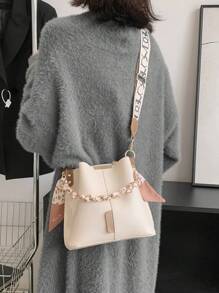 Túi Xô Nhỏ Dây Xích Trang Trí Phong Cách Thời Trang Màu Kẹo Túi Xô Mini Da Pu Túi Xách Nữ Đeo Vai Dây Đeo Túi Ví Và Túi Xách Nữ Nhỏ - trắng - Xem 5