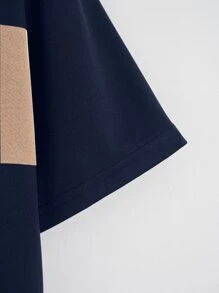 INAWLY Colourblock Crop Tee - Navy Blue - View 4