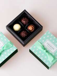 100入組黑色巧克力紙包裝，摺疊花狀，適用於巧克力糖果包裝，婚禮派對禮品袋 - 黑色 - 查看 6