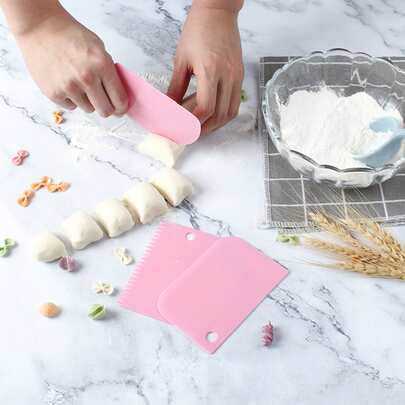 3 cái/bộ Thìa đánh kem PET, Kem đánh kem màu hồng hiện đại cho bánh