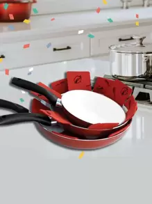 3pcs Pot Pattern Potholder, Modern Non-woven Fabric Potholder For Kitchen - Red - View 1