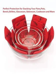 3pcs Pot Pattern Potholder, Modern Non-woven Fabric Potholder For Kitchen - Red - View 2