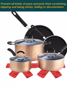 3pcs Pot Pattern Potholder, Modern Non-woven Fabric Potholder For Kitchen - Red - View 4