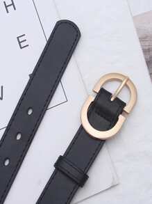 1入組女士幾何搭扣休閒腰帶適合日常生活 - 黑色 - 查看 2
