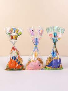 50入組塑料包裝袋卡通恐龍圖案食品包裝袋 - 彩色 - 查看 6