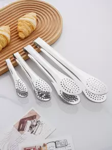 1pc Stainless Steel Food Tongs, Classic Silver Grilling Food Tongs For Kitchen
