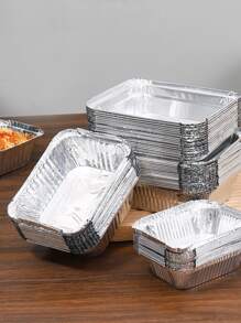 10pcs Disposable Aluminum Foil Tin Tray/Tin Box 1 Set Air Fryer Kitchen Air Fryer Liners Air Fryer Paper Airfryer Air Frier - Silver - View 1