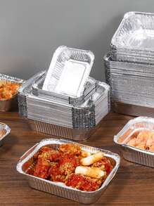 10pcs Disposable Aluminum Foil Tin Tray/Tin Box 1 Set Air Fryer Kitchen Air Fryer Liners Air Fryer Paper Airfryer Air Frier - Silver - View 4