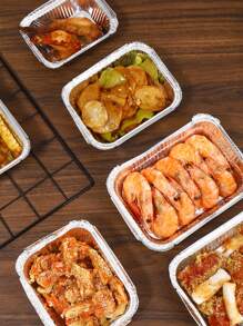 10pcs Disposable Aluminum Foil Tin Tray/Tin Box 1 Set Air Fryer Kitchen Air Fryer Liners Air Fryer Paper Airfryer Air Frier - Silver - View 5