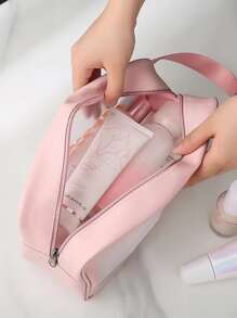 1 件 PVC 化妆收纳袋，每日字母图案防水化妆收纳盒，适用于家庭、假日海滩、浴室收纳、卧室收纳，大容量 - 粉色 - 查看 6