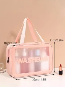 1 件 PVC 化妆收纳袋，每日字母图案防水化妆收纳盒，适用于家庭、假日海滩、浴室收纳、卧室收纳，大容量 - 粉色 - 查看 4