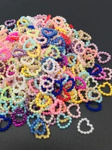 100入組/套時尚愛心形狀DIY珠子適用於女士DIY首飾製作 - 彩色 - 查看 1