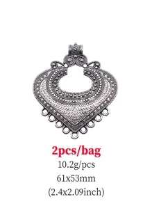 2 Cái/bộ Sáng Tạo Hợp Kim Kẽm Họa Tiết Kim Loại Tự Làm Trang Sức Làm Cổng Kết Nối Nữ Cho Tự Làm Trang Sức Làm - Ancient Silver - Xem 2