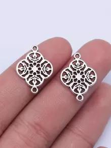 15 Cái/bộ Sáng Tạo Hợp Kim Kẽm Khoét Hở Hình Học Tự Làm Trang Sức Làm Cổng Kết Nối Nữ Cho Tự Làm Trang Sức Làm - Ancient Silver - Xem 1