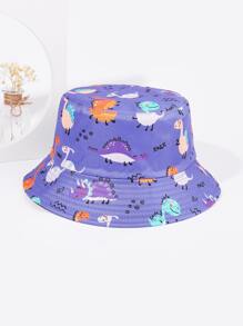 1pc Purple Dinosaur Print Bucket Hat For Women - Multicolor - View 2